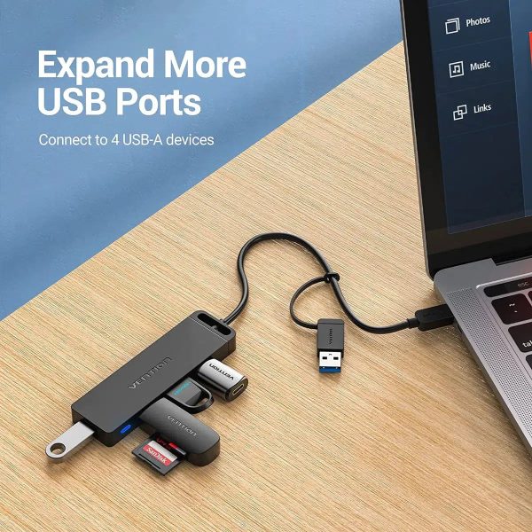 Vention USB 3.0 & USB-C 2-in-1 Interface to 4-Port USB 3.0 Hub - CHTBB Hot on Sale