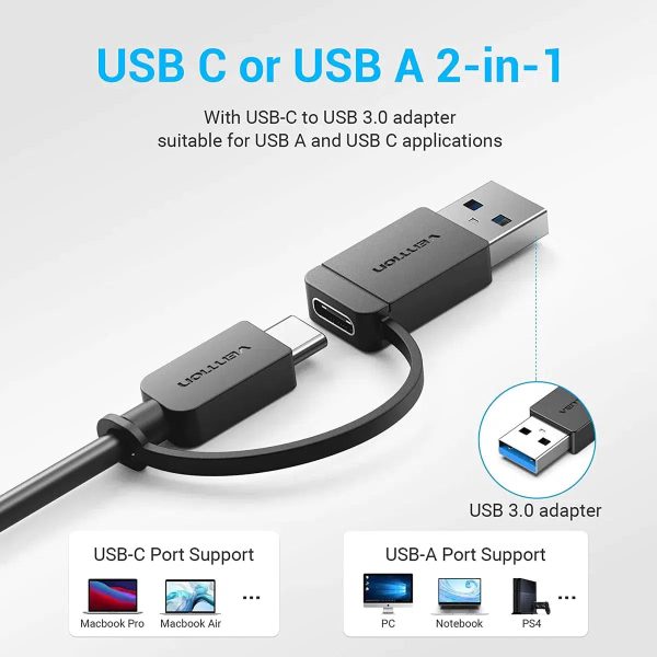 Vention USB 3.0 & USB-C 2-in-1 Interface to 4-Port USB 3.0 Hub - CHTBB Hot on Sale